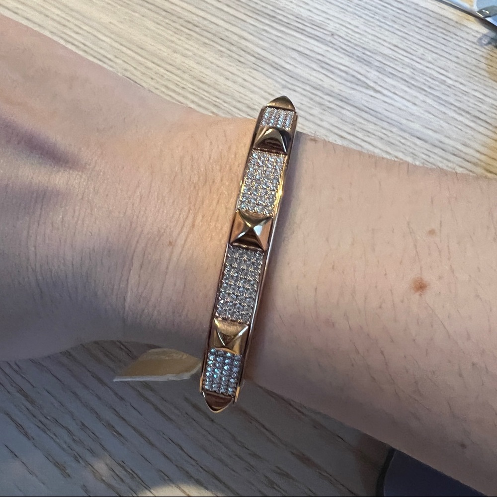 Michael Kors Rose Gold Pave Pyramid Bangle Bracelet